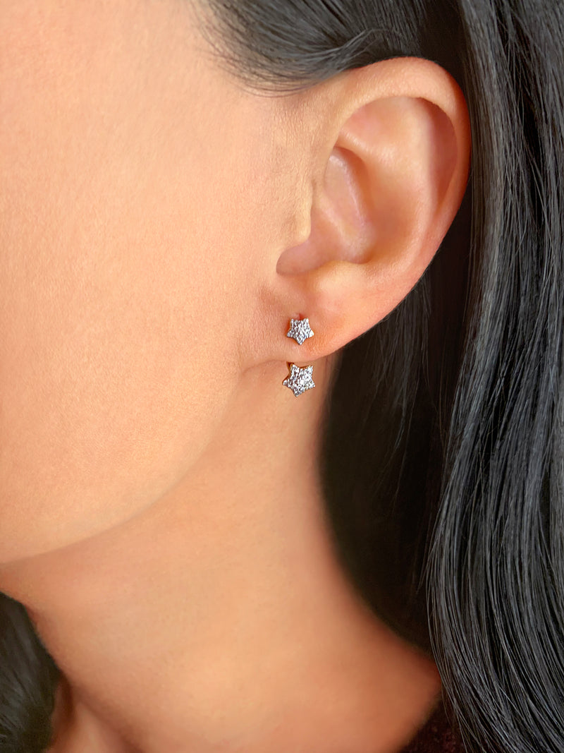 Star Duo Diamond Stud Earrings in 14K Gold Vermeil on Sterling Silver –  LuvMyJewelry