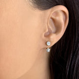 Moon Transformation Star Diamond Stud Earrings in 14K Yellow Gold