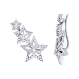Starburst Diamond Ear Climbers in Sterling Silver