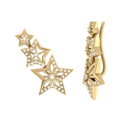 Starburst Diamond Ear Climbers in 14K Yellow Gold