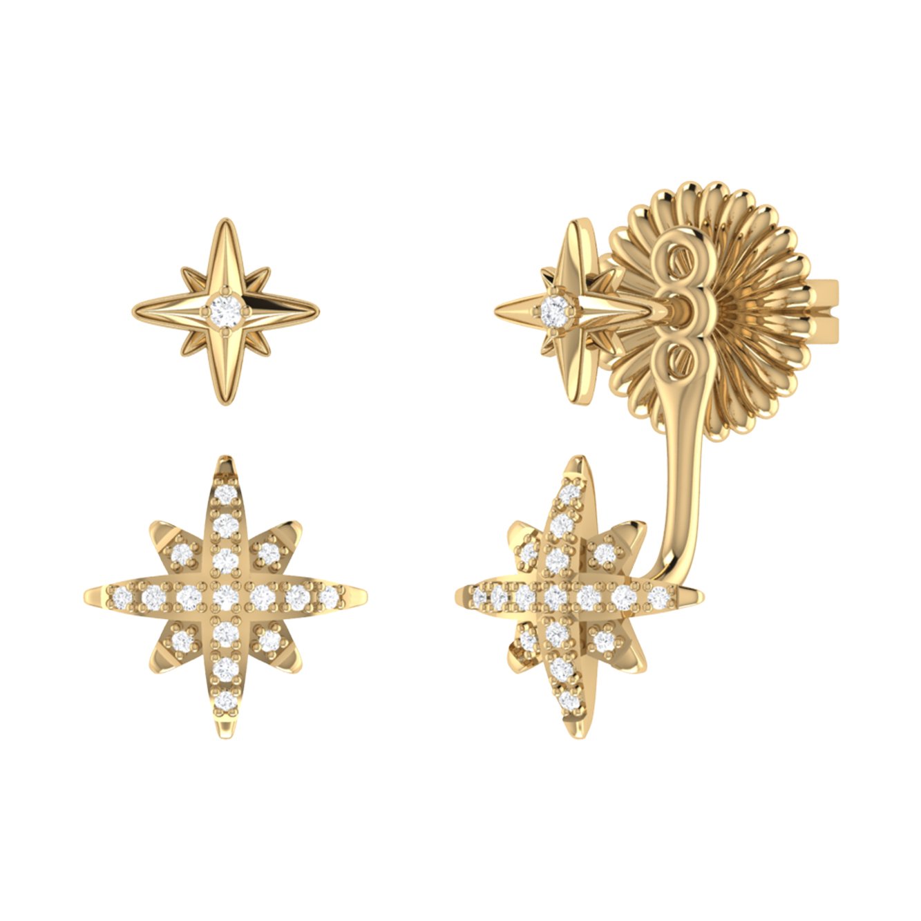 Star Duo Diamond Stud Earrings in 14K Gold Vermeil on Sterling Silver –  LuvMyJewelry