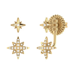 Little Star North Star Diamond Stud Earrings in 14K Yellow Gold