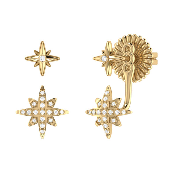 Little Star North Star Diamond Stud Earrings in 14K Yellow Gold
