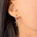Starlit Crescent Diamond Hoop Earrings in 14K White Gold