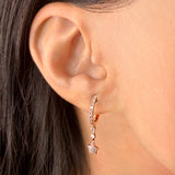 Star Bezel Duo Diamond Hoop Earrings in 14K White Gold