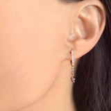 Star Bezel Duo Diamond Hoop Earrings in 14K Yellow Gold