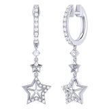 Little Star Lucky Star Diamond Hoop Earrings in Sterling Silver
