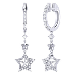 Little Star Lucky Star Diamond Hoop Earrings in Sterling Silver