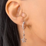 Little Star Lucky Star Diamond Hoop Earrings in Sterling Silver