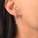 Star Trio Lane Diamond Hoop Earrings in 14K White Gold