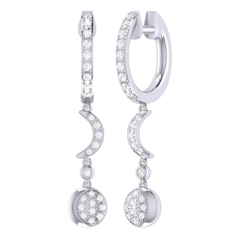 Moonlit Phases Diamond Hoop Earrings in Sterling Silver