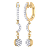 Moonlit Phases Diamond Hoop Earrings in 14K Yellow Gold