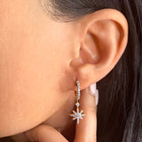Twinkle Star Diamond Hoop Earrings in 14K Yellow Gold Vermeil on Sterling Silver