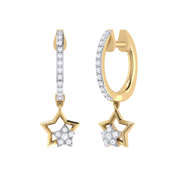Starkissed Duo Diamond Hoop Earrings in 14K Yellow Gold