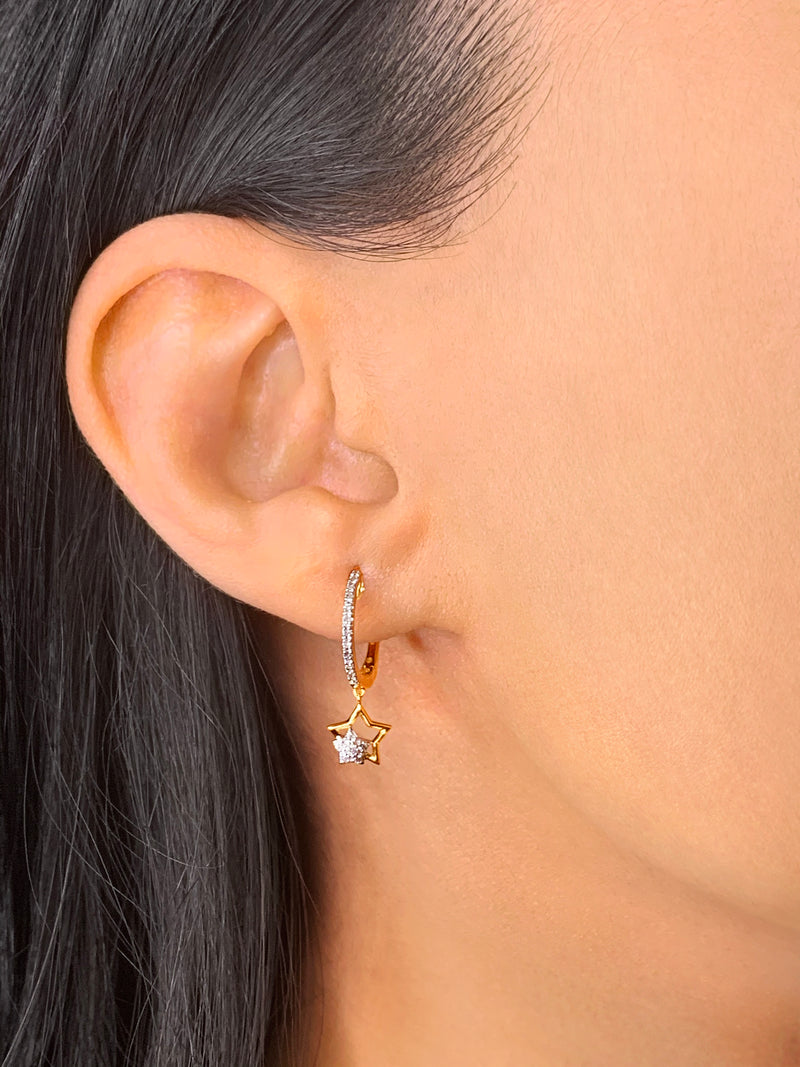 Starkissed Duo Diamond Hoop Earrings in 14K Yellow Gold Vermeil on Sterling Silver