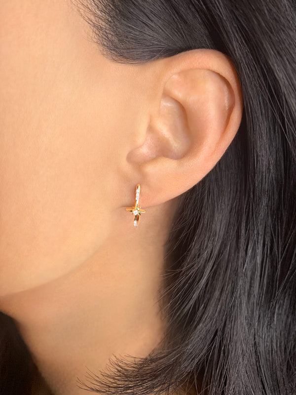 Starry Night Diamond Star Earrings in 14K Yellow Gold Vermeil on Sterling Silver