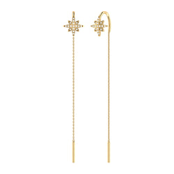 North Star Tack-In Diamond Earrings in 14K Yellow Gold Vermeil on Sterling Silver