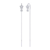 Dazzling Star Duo Tack-In Diamond Earrings in Sterling Silver