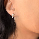 Dazzling Star Duo Tack-In Diamond Earrings in Sterling Silver