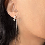 Dazzling Star Duo Tack-In Diamond Earrings in 14K White Gold