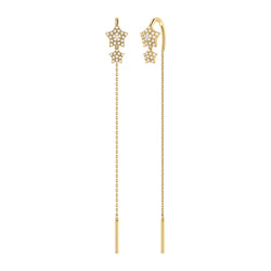 Dazzling Star Duo Tack-In Diamond Earrings in 14K Yellow Gold Vermeil on Sterling Silver