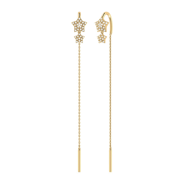 Dazzling Star Duo Tack-In Diamond Earrings in 14K Gold Vermeil Silver ...