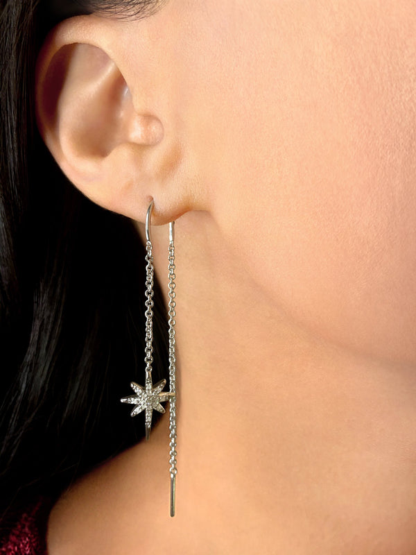 Twinkle Star Tack-In Diamond Earrings in Sterling Silver