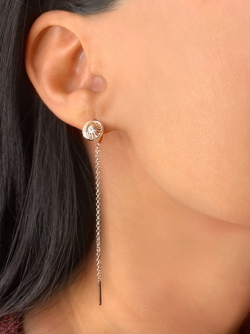 Moon Phases Tack-In Diamond Earrings in Sterling Silver