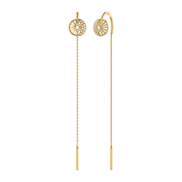 Moon Phases Tack-In Diamond Earrings in 14K Yellow Gold Vermeil on Sterling Silver