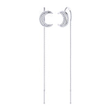 Moon Crescent Tack-In Diamond Earrings in 14K White Gold