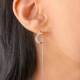 Moon Crescent Tack-In Diamond Earrings in 14K White Gold