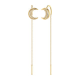 Moon Crescent Tack-In Diamond Earrings in 14K Yellow Gold