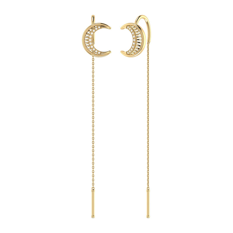 Moon Crescent Tack-In Diamond Earrings in 14K Yellow Gold