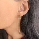 Moon Crescent Tack-In Diamond Earrings in 14K Yellow Gold