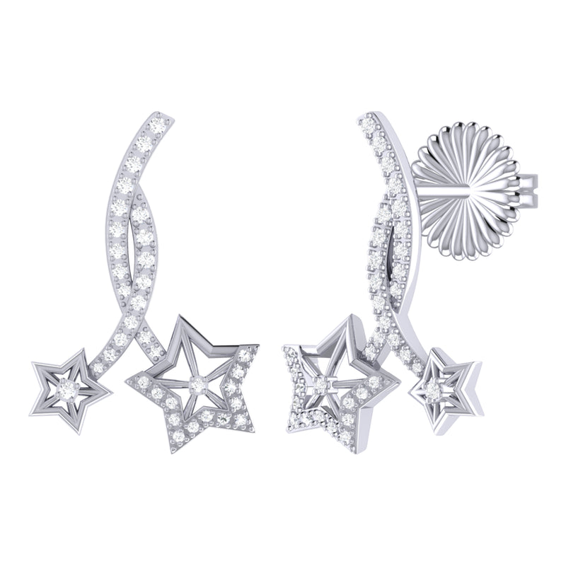 Divergent Stars Diamond Twist Earrings in 14K White Gold