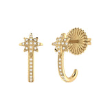 North Star Diamond Earrings in 14K Yellow Gold Vermeil on Sterling Silver