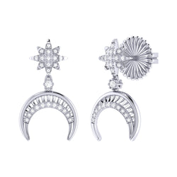 North Star Moon Crescent Diamond Earrings in Sterling Silver