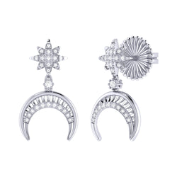 North Star Moon Crescent Diamond Earrings in 14K White Gold