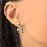 North Star Moon Crescent Diamond Earrings in Sterling Silver