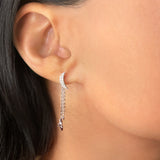 Moonlit Drop Star Diamond Earrings in Sterling Silver