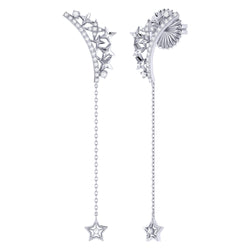 Starry Cascade Tiara Diamond Drop Earrings in 14K White Gold