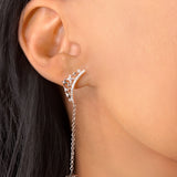 Starry Cascade Tiara Diamond Drop Earrings in 14K White Gold
