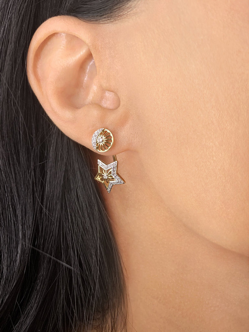 Lucky Star Diamond Stud Earrings in 14K Yellow Gold