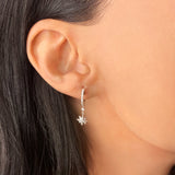 North Star Diamond Hoop Earrings in Sterling Silver