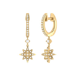North Star Diamond Hoop Earrings in 14K Yellow Gold Vermeil on Sterling Silver