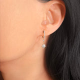 North Star Diamond Hoop Earrings in 14K Yellow Gold Vermeil on Sterling Silver