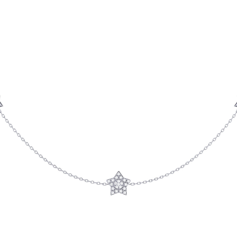 Lucky Star Layered Diamond Necklace in 14K White Gold