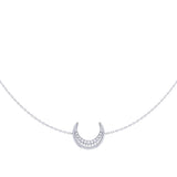 Midnight Crescent Layered Diamond Necklace in 14K White Gold