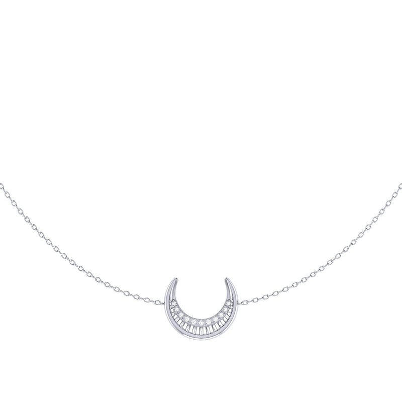 Midnight Crescent Layered Diamond Necklace in 14K White Gold