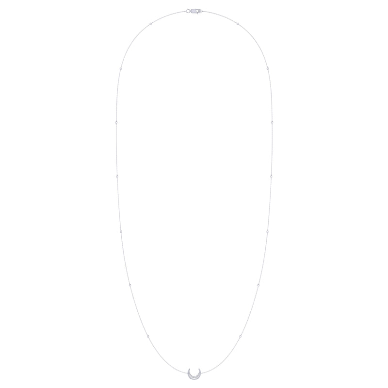 Midnight Crescent Layered Diamond Necklace in Sterling Silver